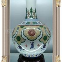 景德镇陶瓷工艺品 仿古瓷 青花釉下五彩天球瓶