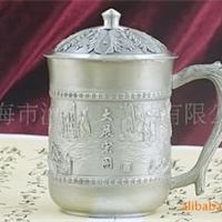 锡工艺品 锡茶杯大展宏图 金属浮雕