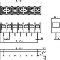 8.25mm间距美规栅栏式接线端子