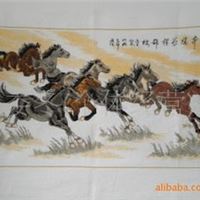 批发十字绣成品,布艺,礼品--八骏图,精品,可定制