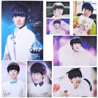 明星海报 TFBOYS海报 8张一套压纹海报王俊凯 王源 易烊千玺海报