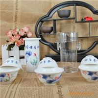 映日荷花 花青花瓷 玻璃 陶瓷茶具整套特价 红茶 耐热 茶壶