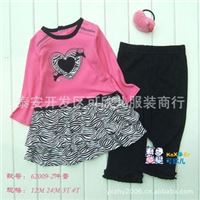 BABY女童套装批发全棉豹纹裙套62009儿童摄影服装批发