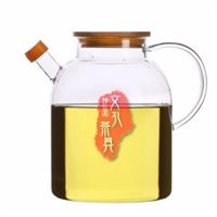 文孔茶具1000ml-1800ml竹盖玻璃油壶