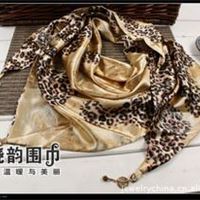 绕韵scarf  时尚休闲豹纹 亮钻 吊坠 围巾111013