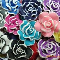 3CM白边玫瑰花，FIMO，CLAY，鞋花，软陶花