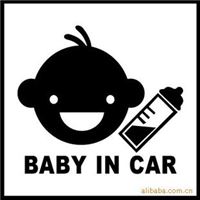 Baby in car/搞笑贴/ 支持定制雕刻型车贴配转移膜c043