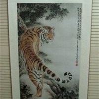 挂画礼品收藏画丝绸织锦画老虎图